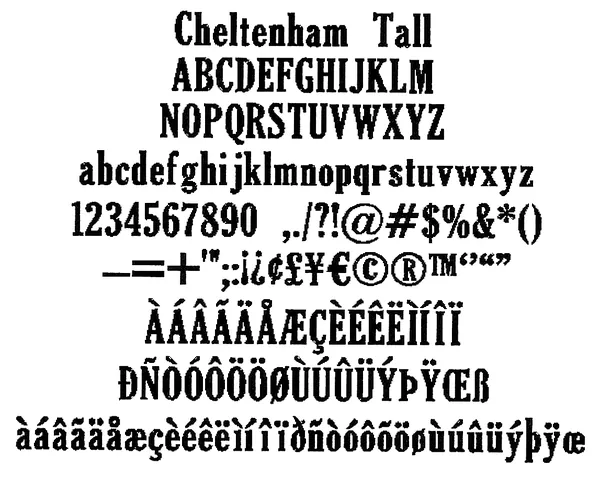 Cheltenham Tall stitched embroidery sample