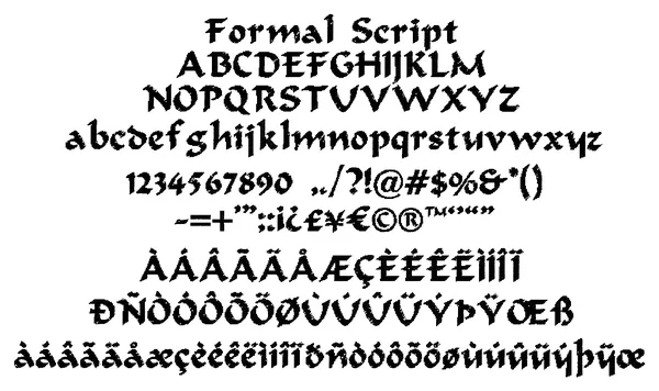 Formal Script stitched embroidery sample