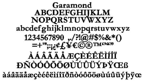 Garamond stitched embroidery sample