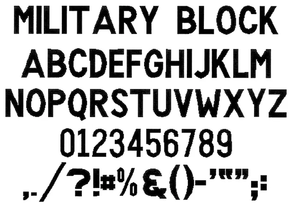Military Block stitched embroidery sample