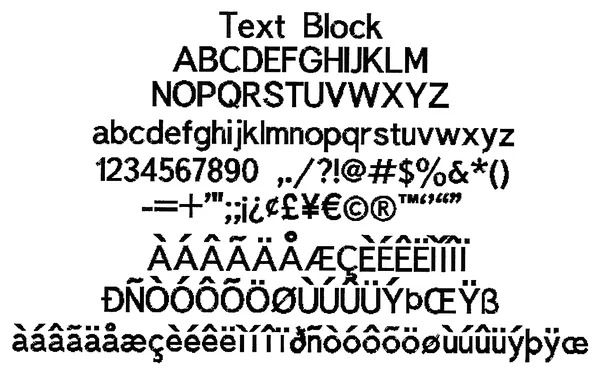 Text Block stitched embroidery sample