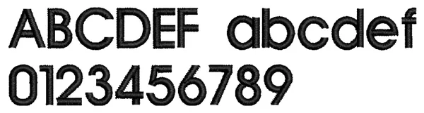 Avant Garde lettering sample: ABCDEF abcdef 0123456789