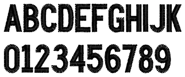 Block Caps lettering sample: ABCDEF abcdef 0123456789
