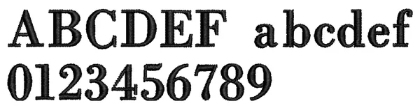 Bodoni lettering sample: ABCDEF abcdef 0123456789