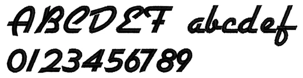 City Script lettering sample: ABCDEF abcdef 0123456789