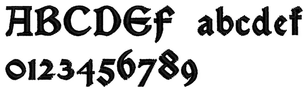 Enchantment lettering sample: ABCDEF abcdef 0123456789