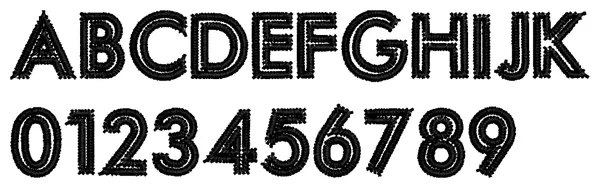 Futura Outline lettering sample: ABCDEF abcdef 0123456789