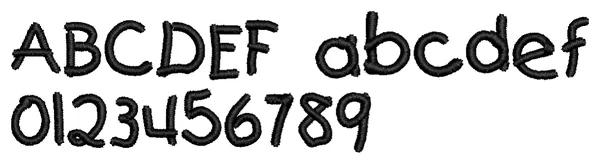 Kids lettering sample: ABCDEF abcdef 0123456789