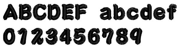 Lariat lettering sample: ABCDEF abcdef 0123456789