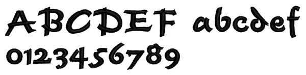 Olivia lettering sample: ABCDEF abcdef 0123456789