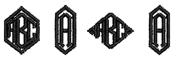 Point Monogram lettering sample: ABCDEF abcdef 0123456789