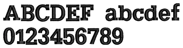 Small Serif 1 lettering sample: ABCDEF abcdef 0123456789