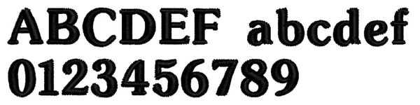 Souvenir lettering sample: ABCDEF abcdef 0123456789